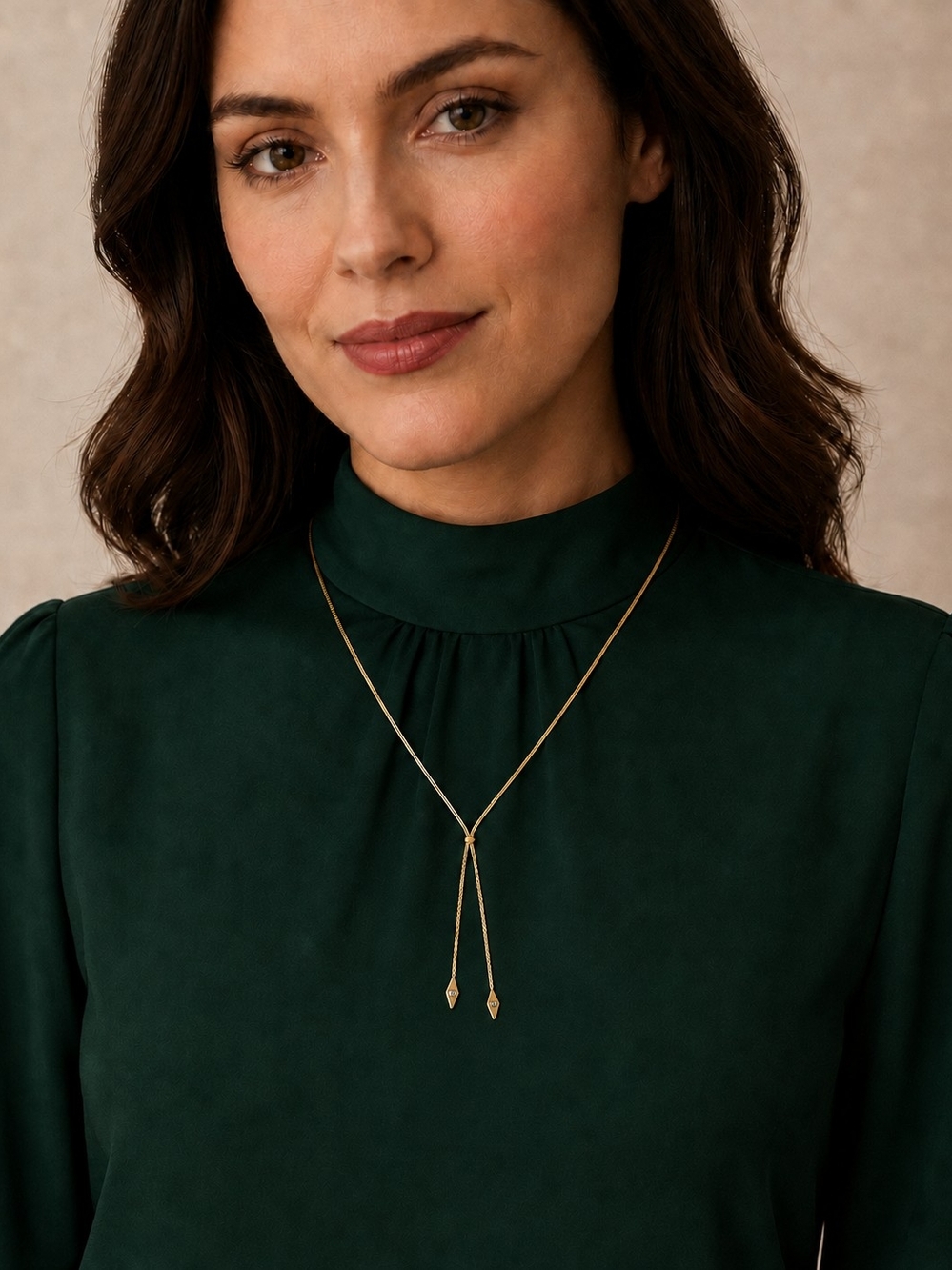 Avon Gold Y Necklace with Double Drop Details